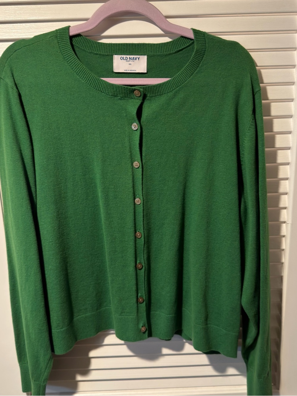 Old Navy Green Crewneck Button-Front Cardigan